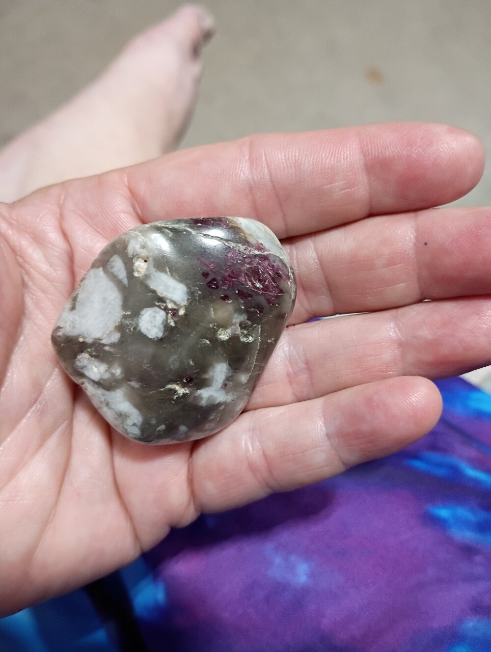 Polished Pink Tourmaline With Smokey Quartz Palm Stone